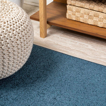 Haze Solid Low-pile Area Rug Navy